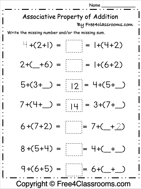 Free Associative Property of Addition Printable - Free Worksheets ...