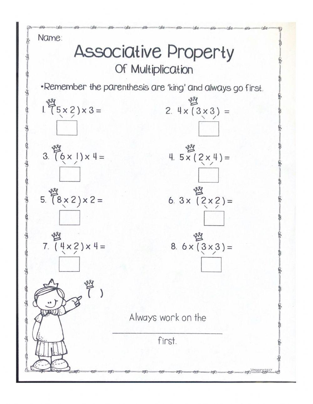 Associative Property Worksheet worksheet  