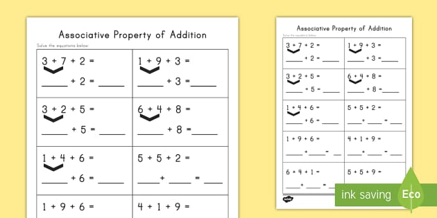Associative Property of Addition Practice Activity - Twinkl
