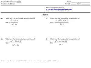 Horizontal Asymptotes: M=N, M>N Worksheet for 9th - 12th Grade ...