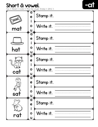 AT Family Words Review Worksheet  
