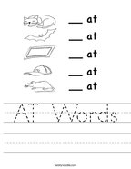 AT Word Family Worksheet - kindermomma.com