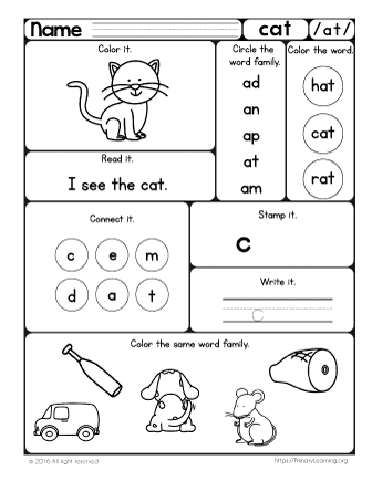 CAT Worksheet | The AT Word Family  
