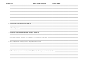 Athletics: merit badge Worksheet for 5th - 12th Grade | Lesson Planet
