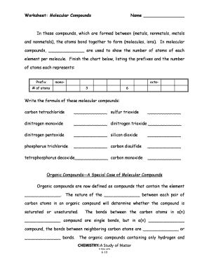 Molecular Compounds Worksheet - Fill and Sign Printable Template ...