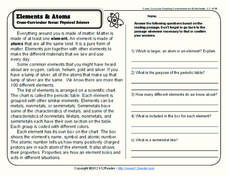 Elements &  Atoms Worksheet for 2nd - 3rd Grade | Lesson Planet