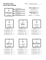 atoms family worksheet