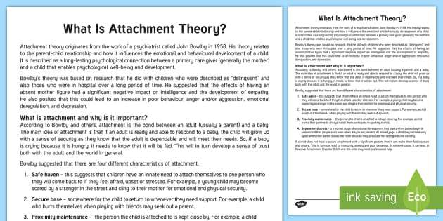 Attachment Theory In Early Years - Adult Guidance - Twinkl