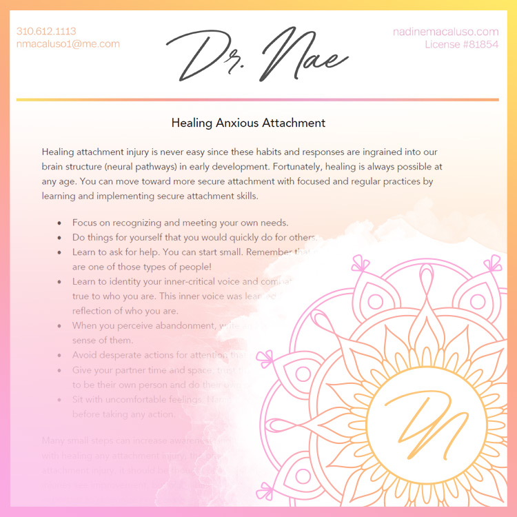 Attachment Worksheets | Free Therapy Resources | Dr Nae
