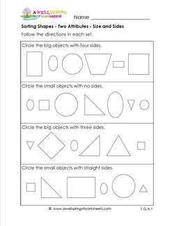 Sorting Shapes - Two Attributes - Size and Sides | A Wellspring