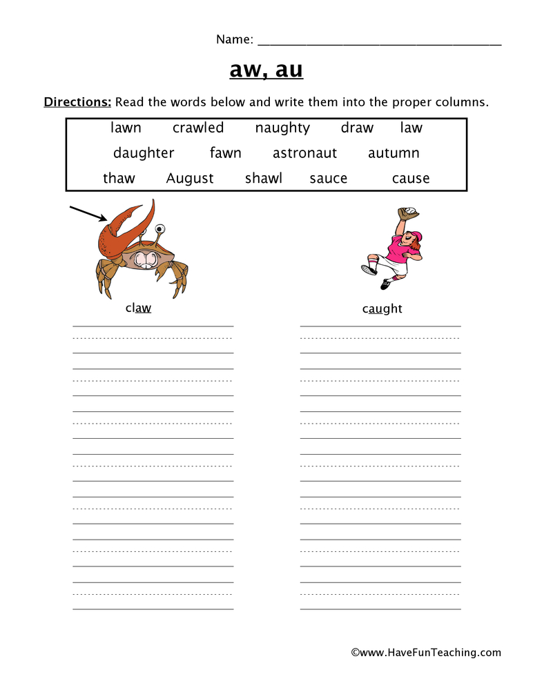 au worksheet