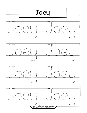 Free name tracing sheets for preschool children