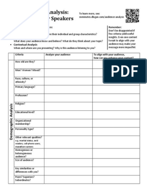 Audience Analysis Worksheet PDF | PDF | Cognitive Science ...