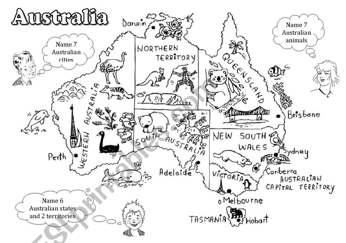 australia worksheet for kids