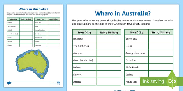 Where in Australia? Worksheet (teacher made) - Twinkl