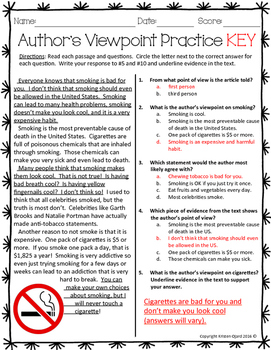 author point of view worksheet