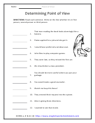 author point of view worksheet