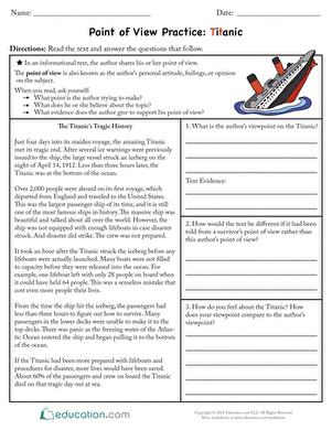 author s point of view worksheet