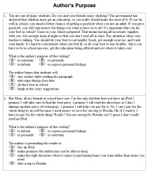 authors purpose printable worksheet