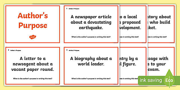 Guided Reading Skills Task Cards Authors Purpose - reading