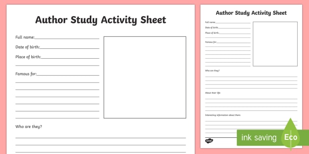 FREE! - Author Study Activity Sheet - I Love Reading - KS2
