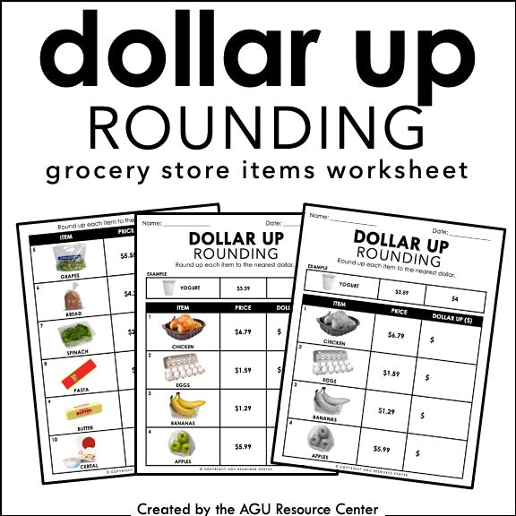 Dollar Up Worksheet | Grocery Items Under $10 | Money Math ...