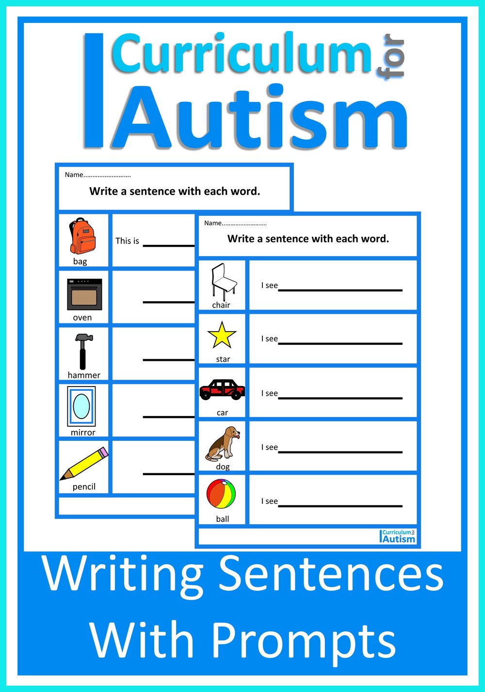 Writing Sentences with Prompts Worksheets Autism Special Education Resource  Classroom Homeschool — Curriculum For Autism