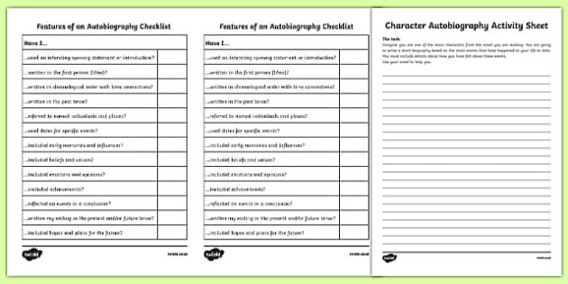 Character Autobiography Worksheet / Worksheet-Irish, worksheet