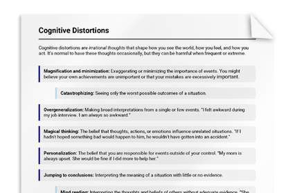 automatic thought worksheet teens