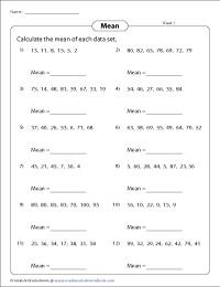 Mean Worksheets: Finding Average