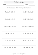 Printable averages and mean worksheets and exercises for grade 4 ...