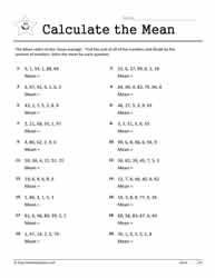 Mean Worksheets
