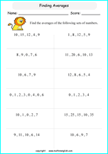 Printable averages and mean worksheets and exercises for grade 4 ...