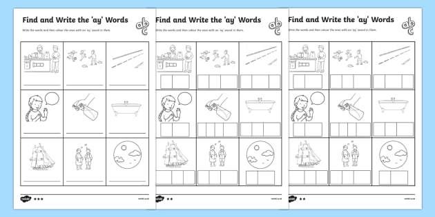 ay sound worksheet