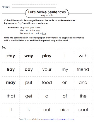 AY Word Family Activity  