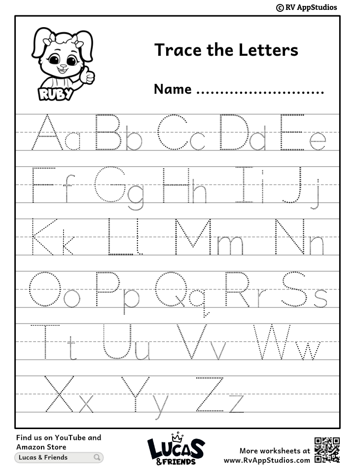 A-Z Alphabet Letter tracing Worksheet - Alphabets Capital Letters ...