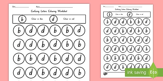 Confusing Letters Colouring Worksheet b and d (teacher made)