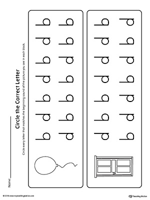 FREE* b-d Letter Reversal: Match Beginning Sound Worksheet ...