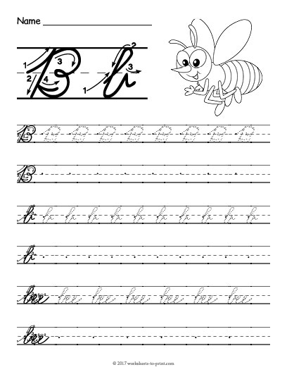 b handwriting worksheet