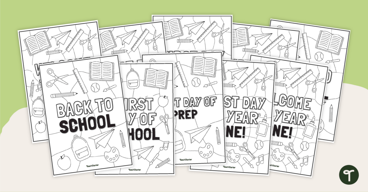 Back to School ColouringIn Pages Teach Starter Worksheets Library