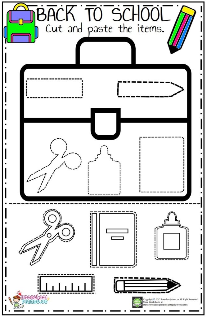 Cut and Paste Back To School Activity - Preschoolplanet