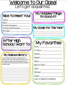 back to school worksheet for middle school