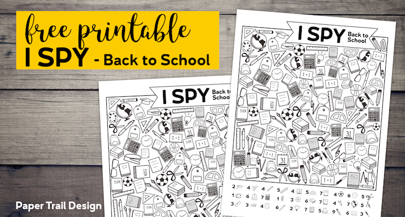 Free Printable I Spy Back to School Activity - Paper Trail Design