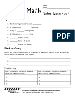 3319 Baking Math Worksheet | Download Free PDF | Teaspoon | Tablespoon