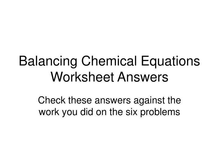 balance chemical equations worksheet answers