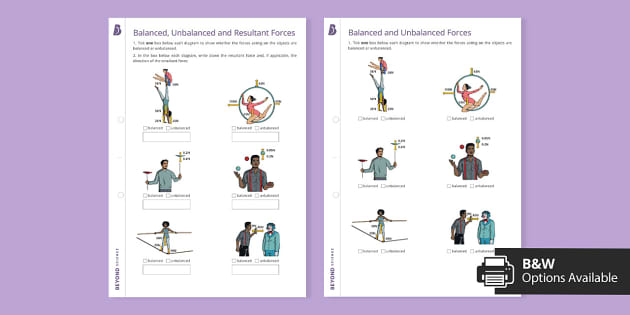 Balanced and Unbalanced Forces Worksheet | Physics | Beyond