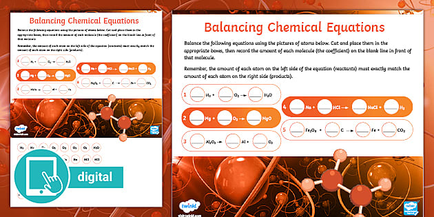 balanced chemical equation worksheet