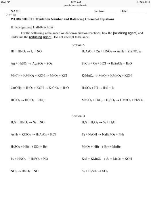 balanced or unbalanced chemical equations worksheet