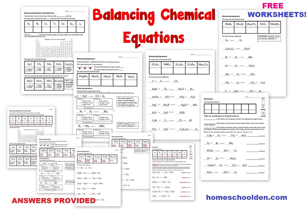Free balanced or unbalanced chemical equations worksheet, Download Free