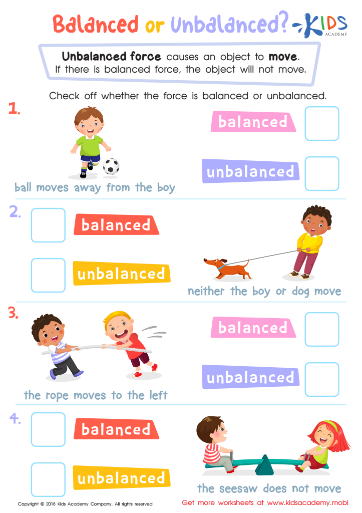 Balanced or Unbalanced Science Worksheet: Free Printable PDF for ...